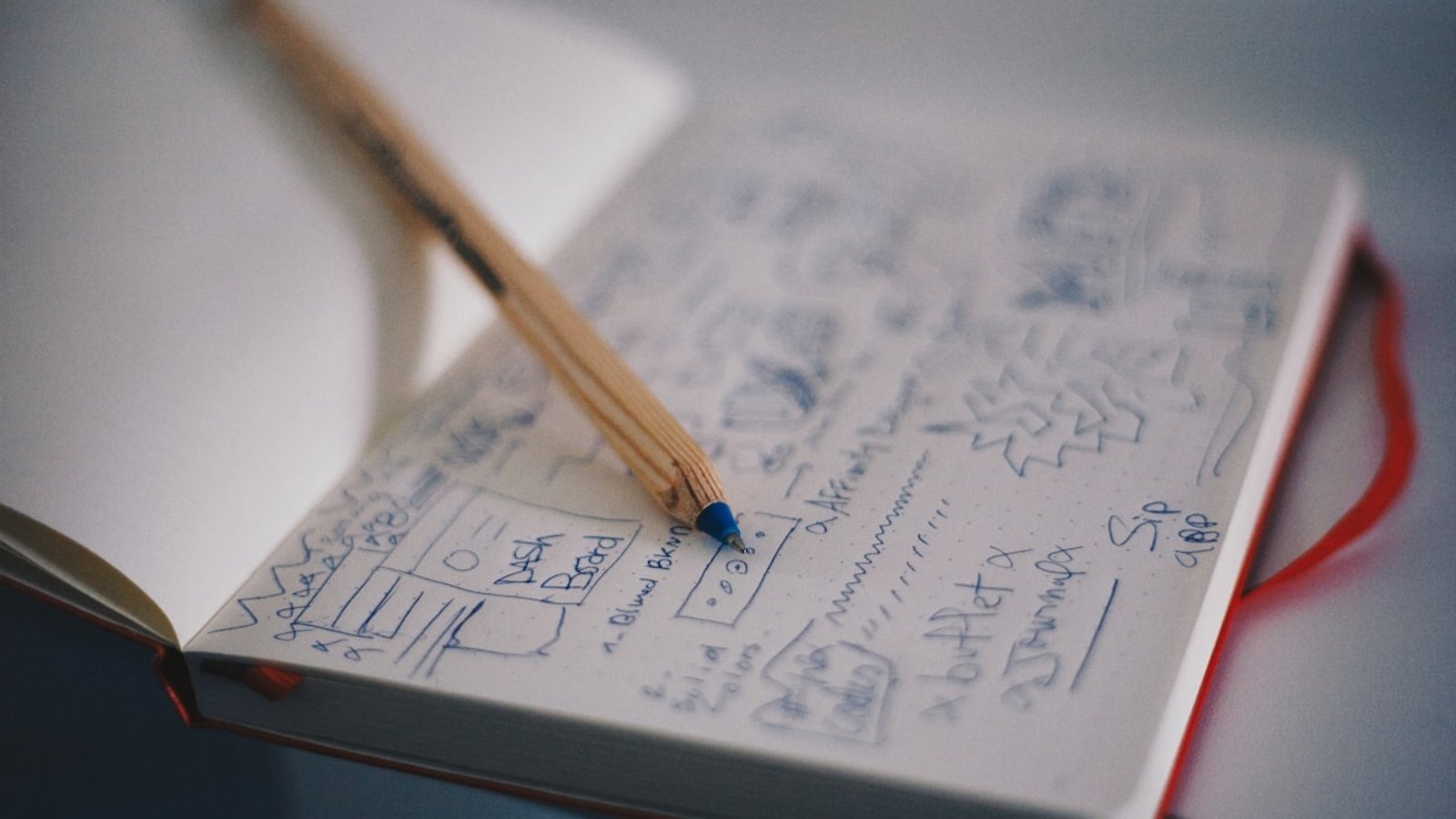 Planning notes and a pencil for organizing a service business website structure